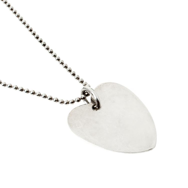 Pre Owned Gucci Sterling Silver Beads Heart Pendant Necklace