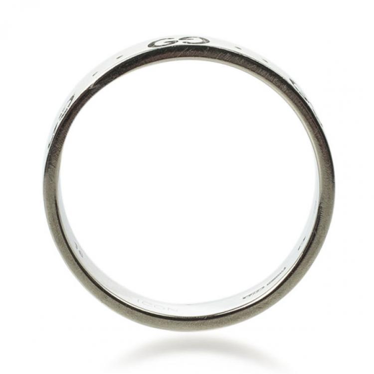 Pre Owned Gucci 18kt White Gold Icon Thin Band Size 56