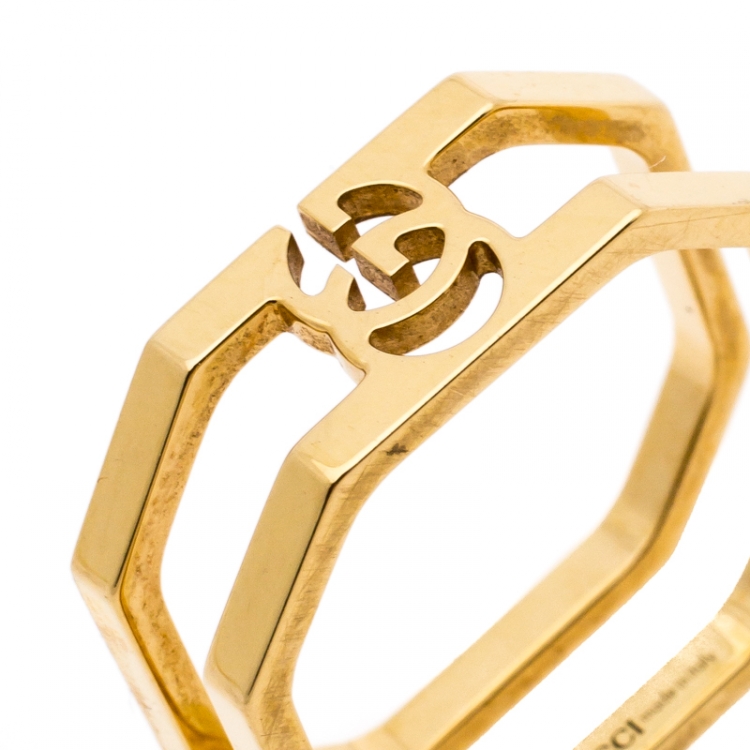 Pre Owned Gucci Running G 18K Yellow Gold Band Ring Size 51