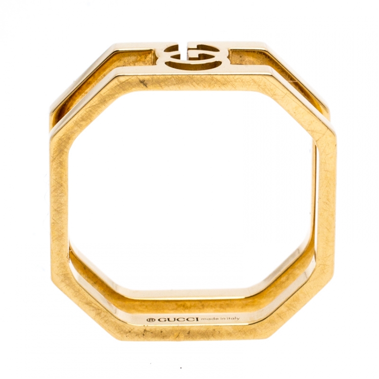 Pre Owned Gucci Running G 18K Yellow Gold Band Ring Size 51