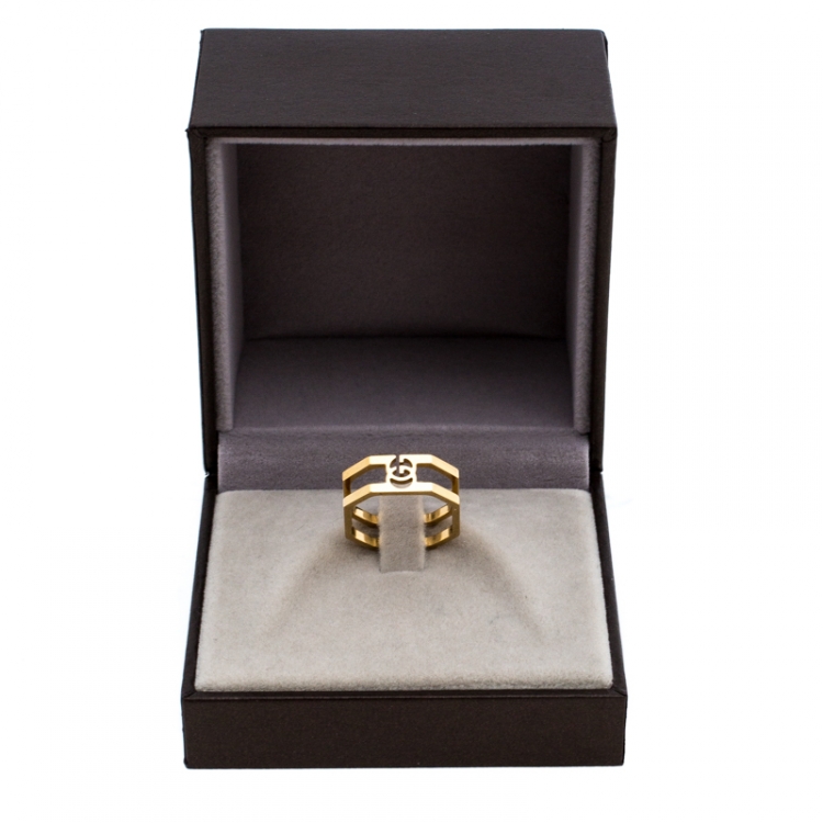 Pre Owned Gucci Running G 18K Yellow Gold Band Ring Size 51