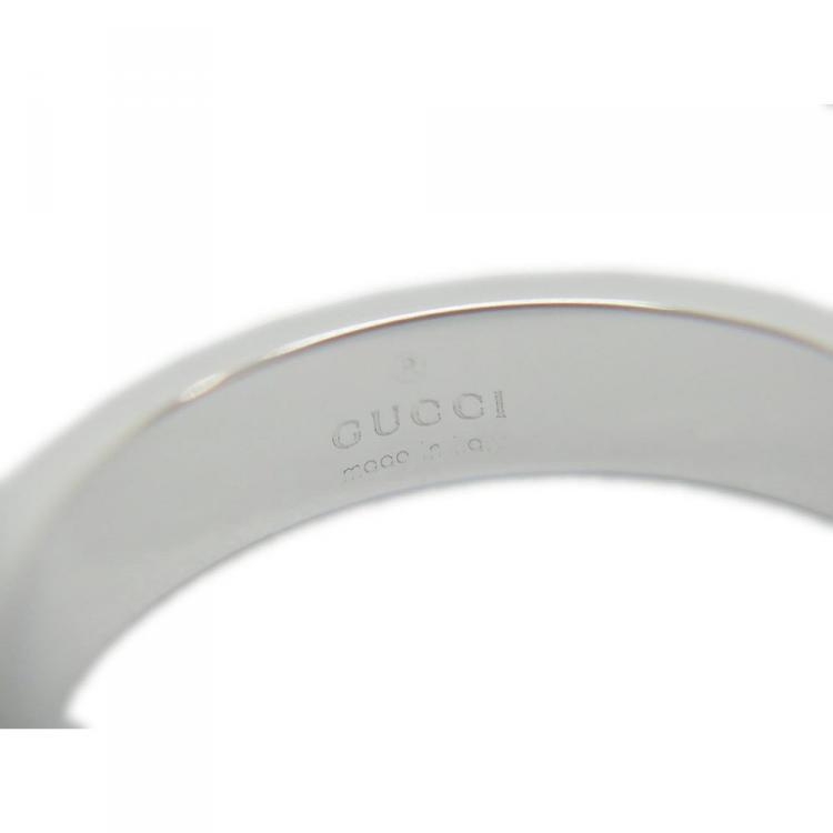 Pre Owned Gucci 18K White Gold Icon Ring Size 53