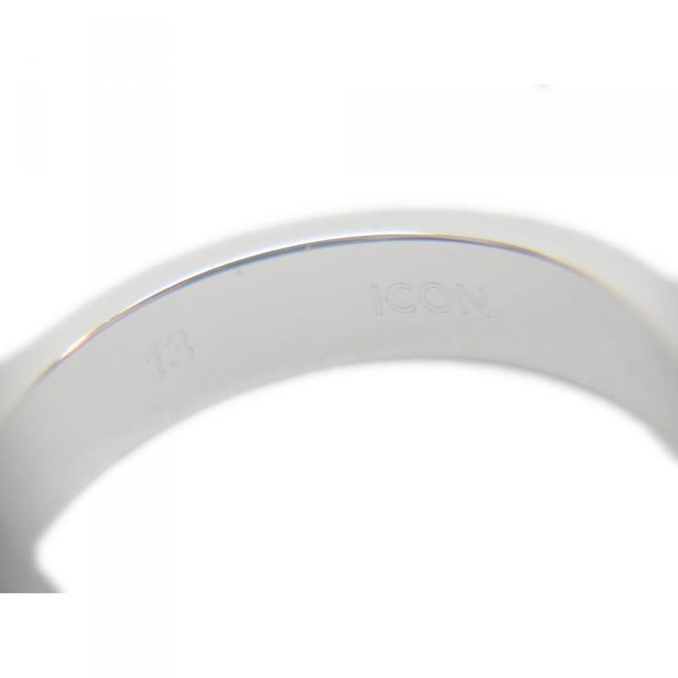 Pre Owned Gucci 18K White Gold Icon Ring Size 53