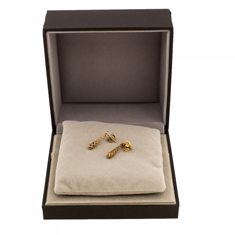 Pre Owned Gucci Diamantissima 18K Rose Gold Drop Earrings