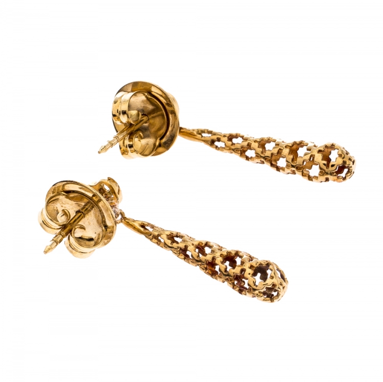 Pre Owned Gucci Diamantissima 18K Rose Gold Drop Earrings
