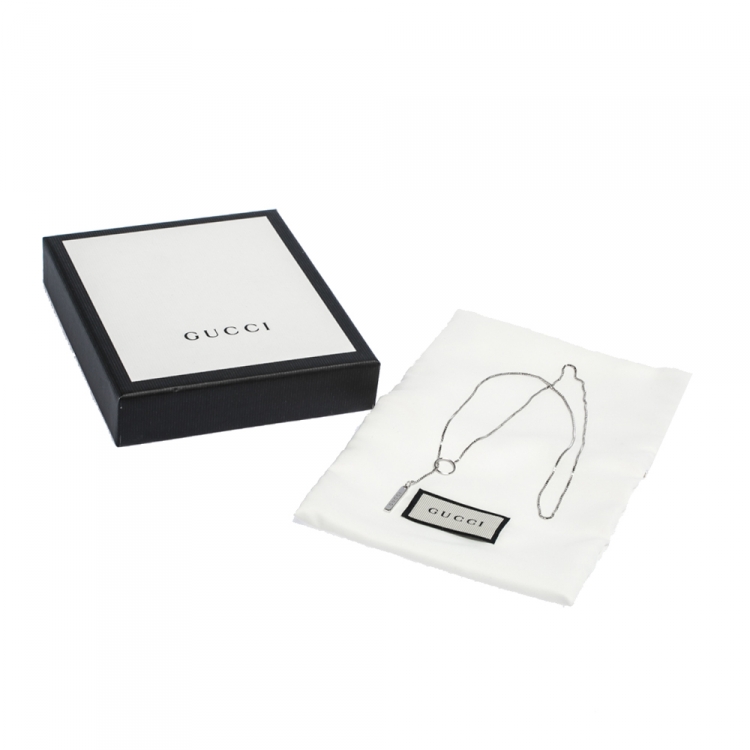 Pre Owned Gucci 18K White Gold Chain Y Lariat Necklace
