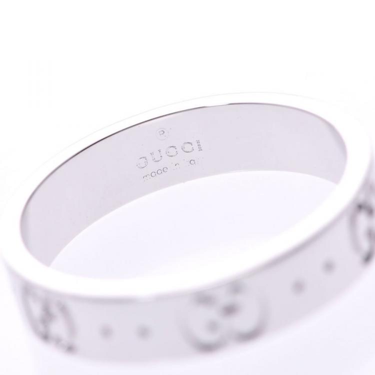 Pre Owned Gucci Icon Ring 18K White Gold Ring Size 51