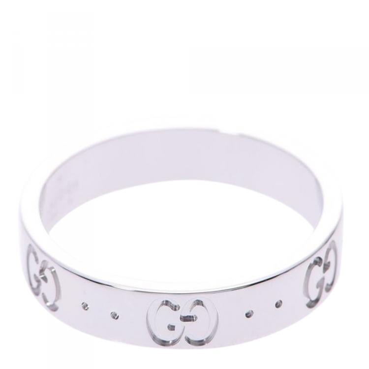 Pre Owned Gucci Icon Ring 18K White Gold Ring Size 51