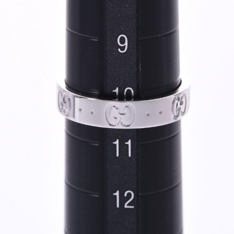 Pre Owned Gucci Icon Ring 18K White Gold Ring Size 51