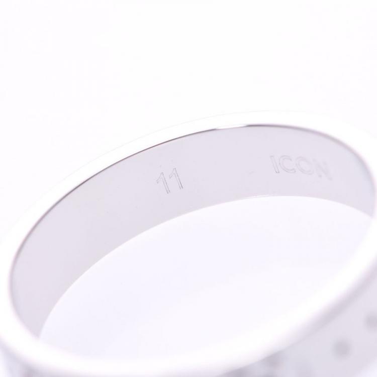 Pre Owned Gucci Icon Ring 18K White Gold Ring Size 51