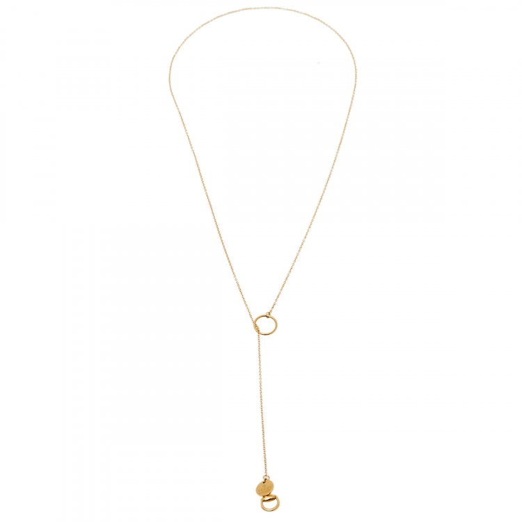 Pre Owned Gucci Horsebit 18K Yellow Gold Lariat Necklace