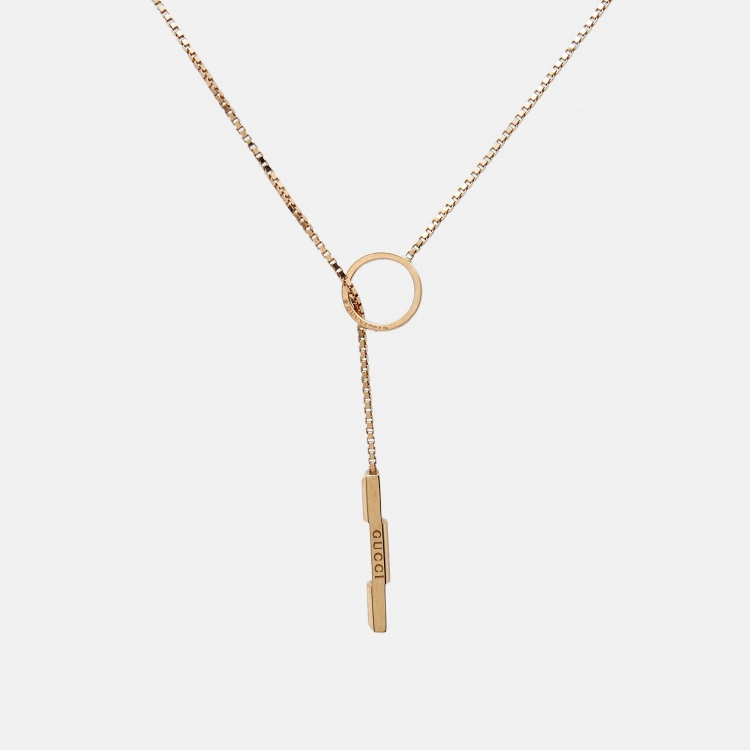 Pre Owned Gucci Link to Love 18K Rose Gold Lariat Necklace