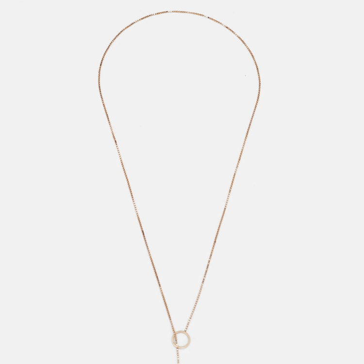 Pre Owned Gucci Link to Love 18K Rose Gold Lariat Necklace