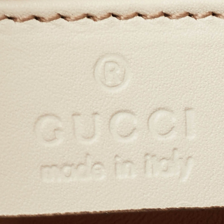 Pre Owned Gucci Off White Leather Mini Pearl Studded Broadway Bee Shoulder Bag