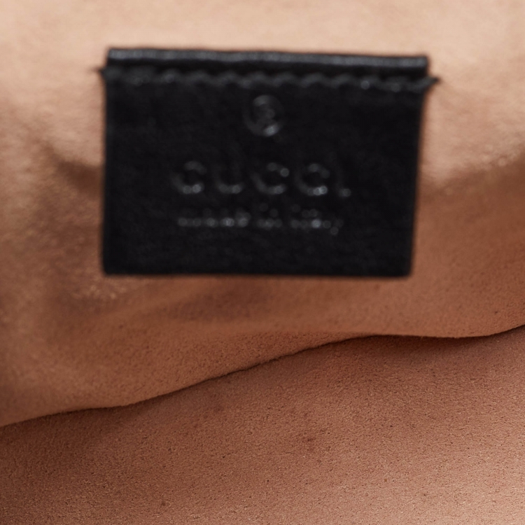 Pre Owned Gucci Black/Beige GG Matelassé Canvas and Leather Mini GG Marmont Top Handle Bag