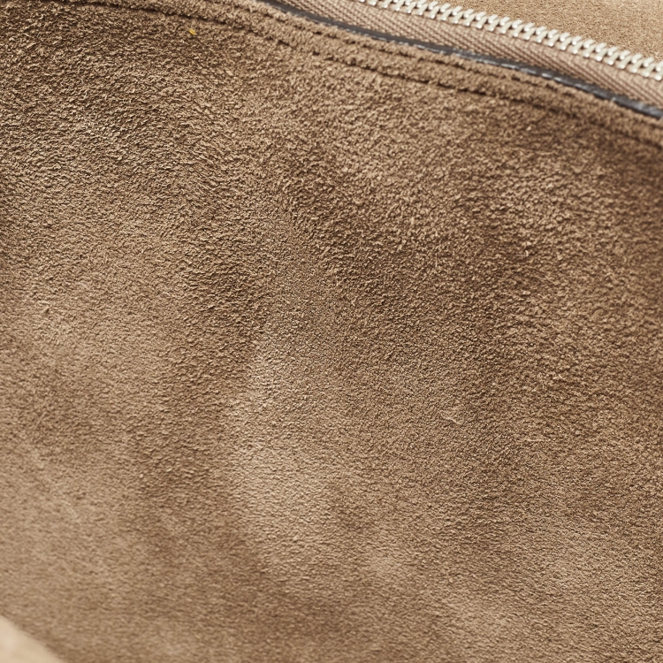 Pre Owned Gucci Beige GG Supreme Canvas and Suede Medium Bee Embroidered Dionysus Shoulder Bag