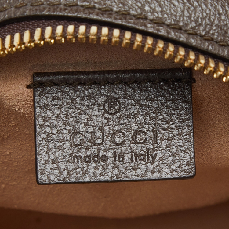 Pre Owned Gucci Brown GG Supreme Canvas and Leather Mini Ophidia Round Bag