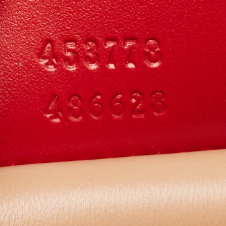 Pre Owned Gucci Red Leather Mini Pearl Queen Margaret Broadway Shoulder Bag