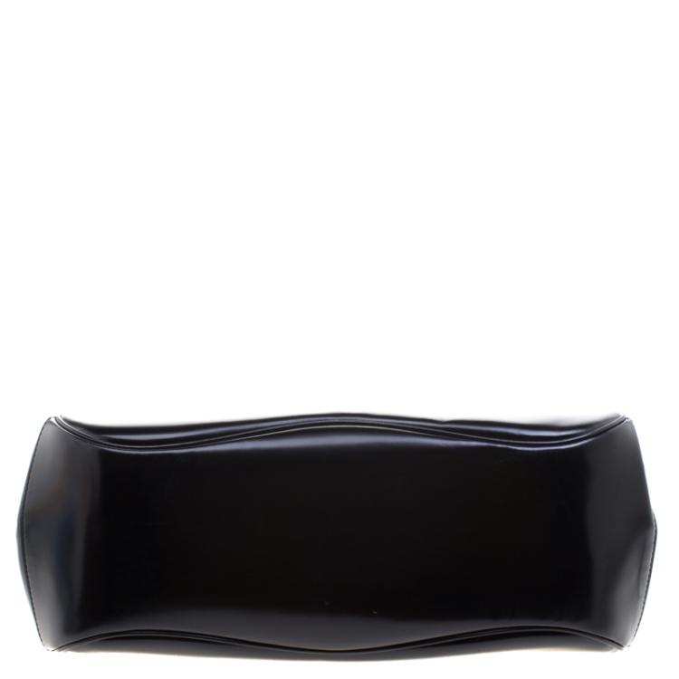 مملوكة مسبقًا Gucci Black Patent Leather Lady Lock Bamboo Top Handle Bag