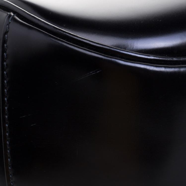 مملوكة مسبقًا Gucci Black Patent Leather Lady Lock Bamboo Top Handle Bag
