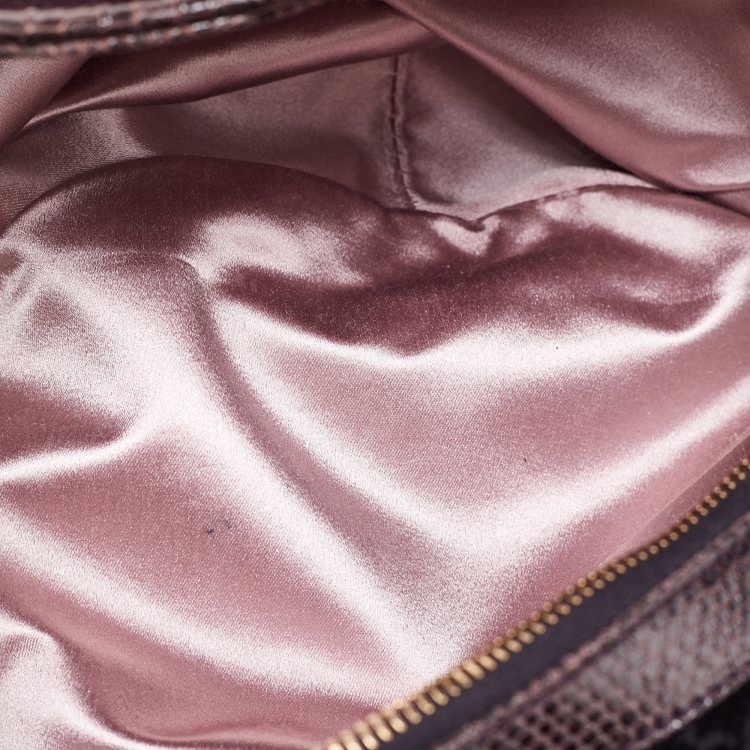 Pre Owned Gucci Purple GG Velvet and Lizard Web Bamboo Ring Hobo