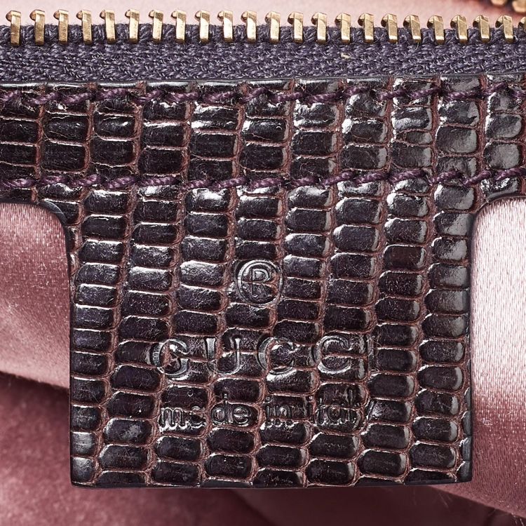 Pre Owned Gucci Purple GG Velvet and Lizard Web Bamboo Ring Hobo