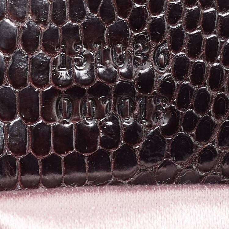 Pre Owned Gucci Purple GG Velvet and Lizard Web Bamboo Ring Hobo