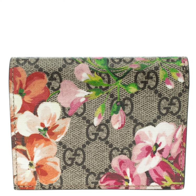 Pre Owned Gucci Multicolor GG Supreme Canvas Blooms Card Holder