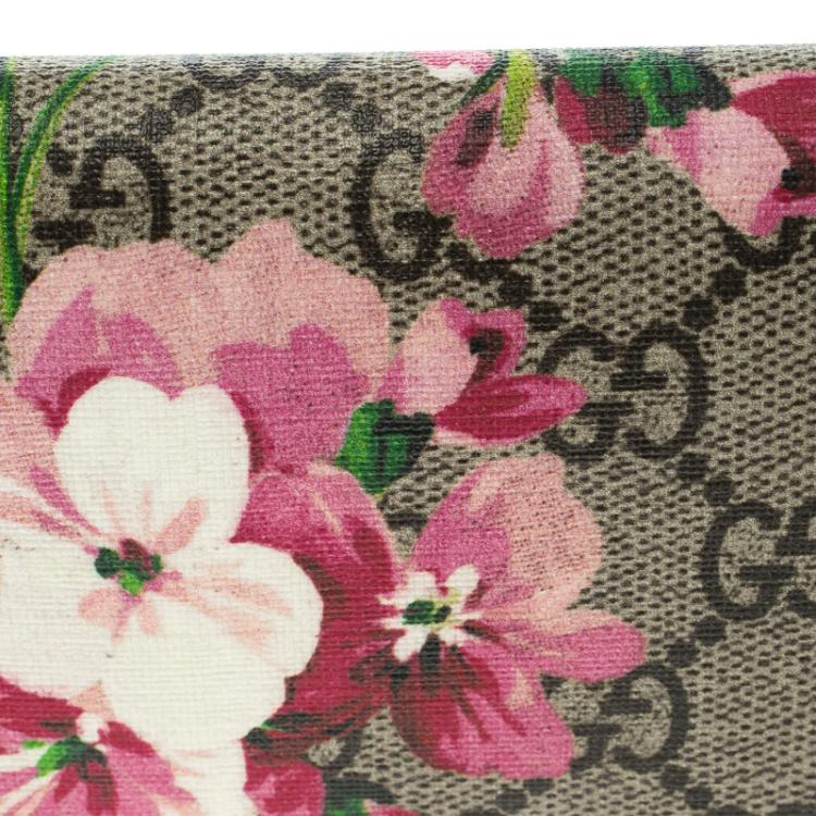 Pre Owned Gucci Multicolor GG Supreme Canvas Blooms Card Holder