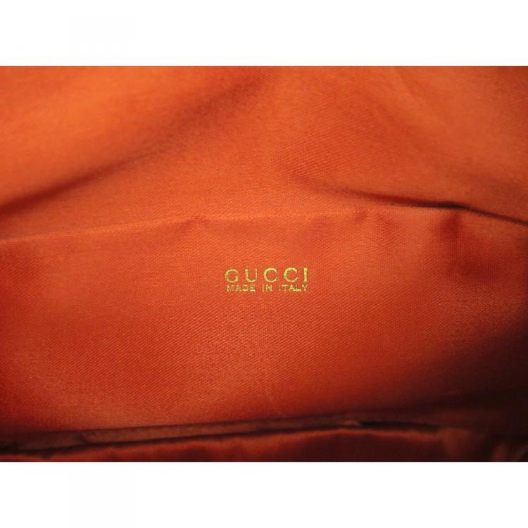 Pre Owned Gucci Black Satin Bamboo Top Handle Bag