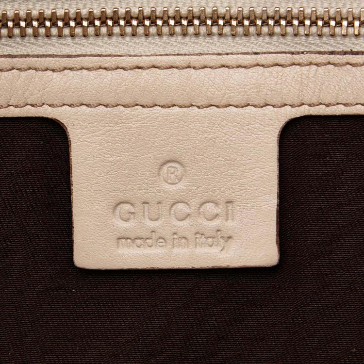 Pre Owned Gucci Beige/Ebony GG Canvas/Leather Peggy Bamboo Top Handle Bag