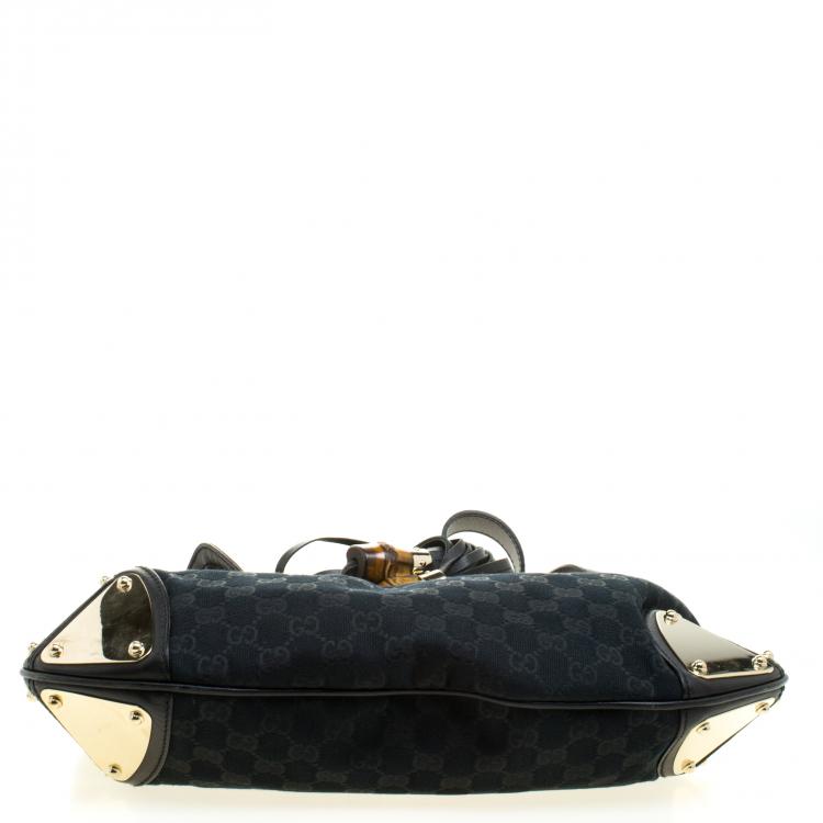 Pre Owned Gucci Black GG Canvas Medium Babouska Indy Top Handle Bag