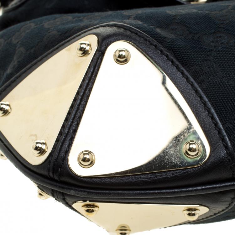 Pre Owned Gucci Black GG Canvas Medium Babouska Indy Top Handle Bag