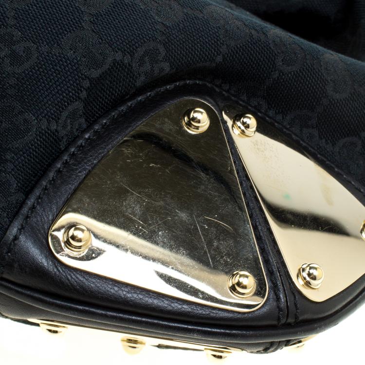 Pre Owned Gucci Black GG Canvas Medium Babouska Indy Top Handle Bag