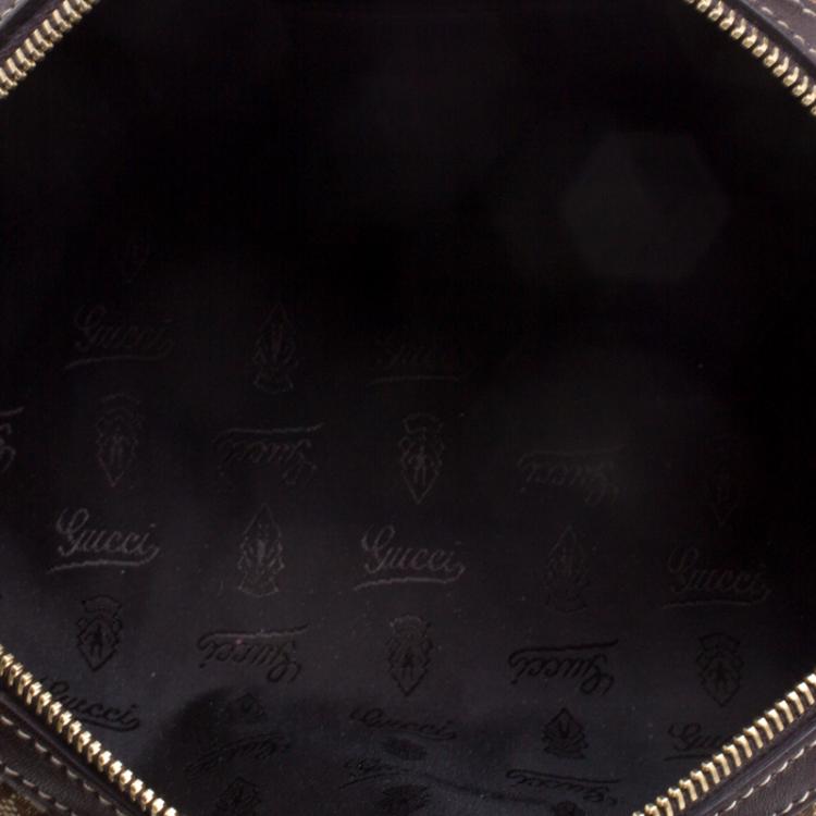 Pre Owned Gucci Beige/Ebony GG Crystal Canvas Small Duchessa Boston Bag