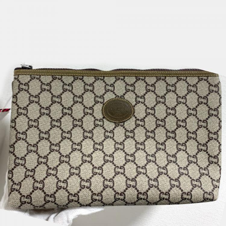 Pre Owned Gucci Brown Plus Canvas Zippy Clutch