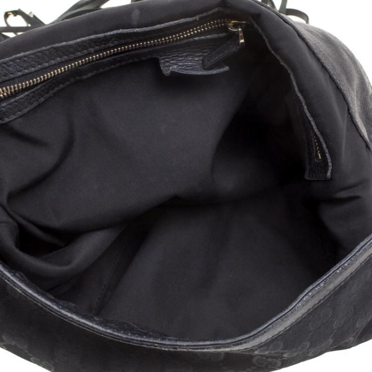 Pre Owned Gucci Black GG Canvas Medium Babouska Indy Top Handle Bag