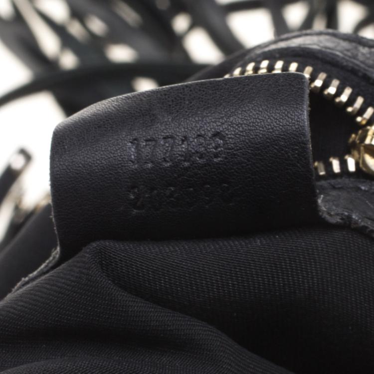 Pre Owned Gucci Black GG Canvas Medium Babouska Indy Top Handle Bag