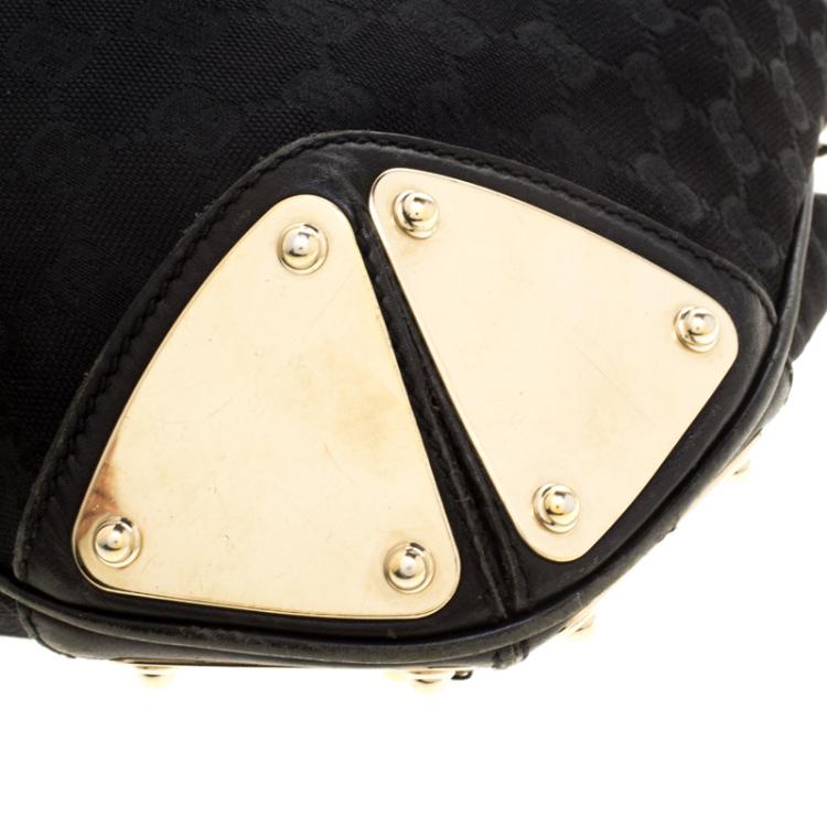 Pre Owned Gucci Black GG Canvas Medium Babouska Indy Top Handle Bag