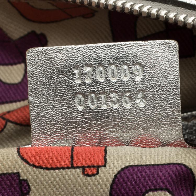 Pre Owned Gucci Silver Guccissima Leather Britt Boston Bag