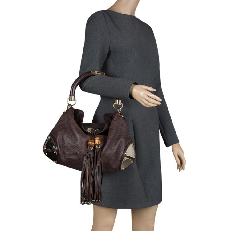مملوكة مسبقًا Gucci Dark Brown Guccissima Leather Medium Indy Top Handle Bag