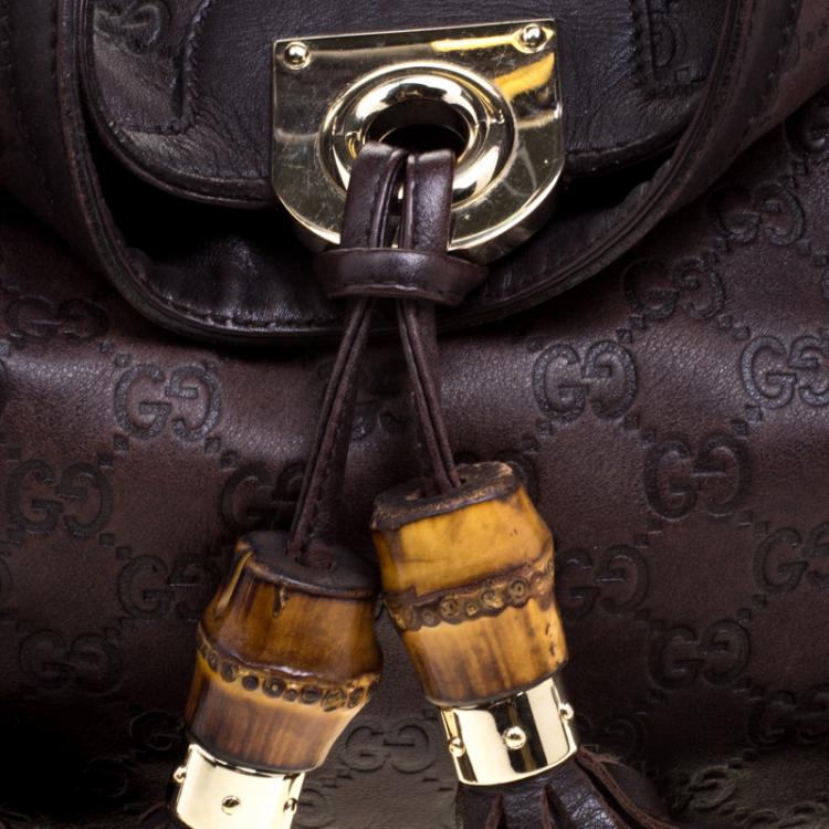 مملوكة مسبقًا Gucci Dark Brown Guccissima Leather Medium Indy Top Handle Bag