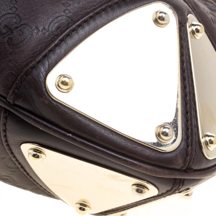مملوكة مسبقًا Gucci Dark Brown Guccissima Leather Medium Indy Top Handle Bag