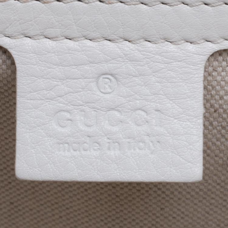 Pre Owned Gucci White Leather Tassel New Bamboo Top Handle Bag