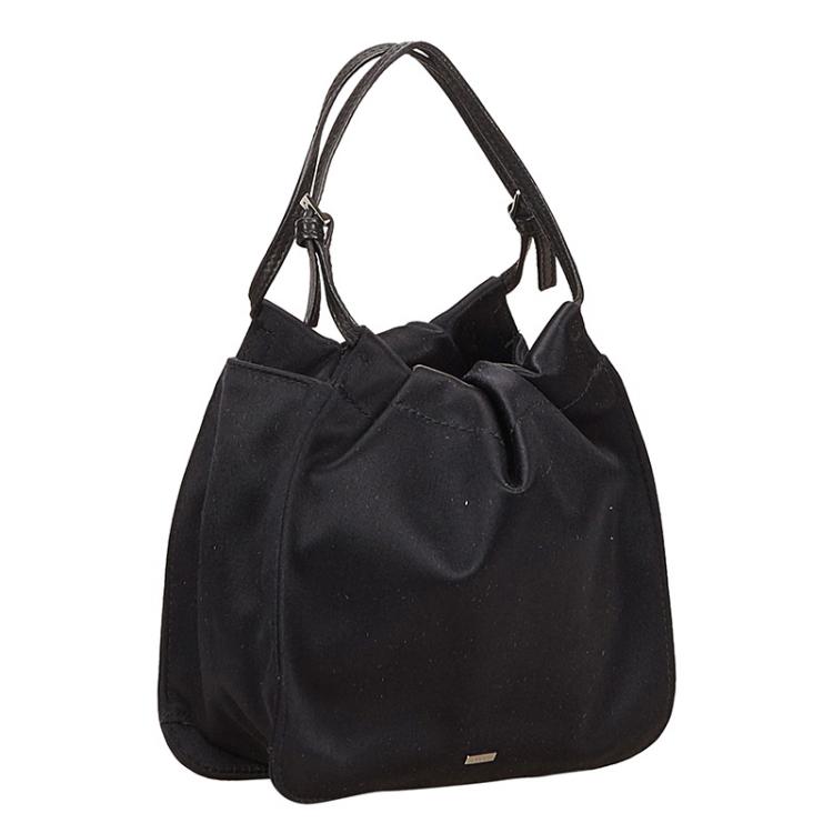 Pre Owned Gucci Black Satin Small Top Handle Bag