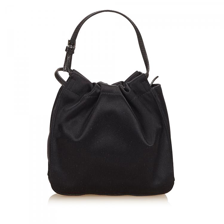 Pre Owned Gucci Black Satin Small Top Handle Bag