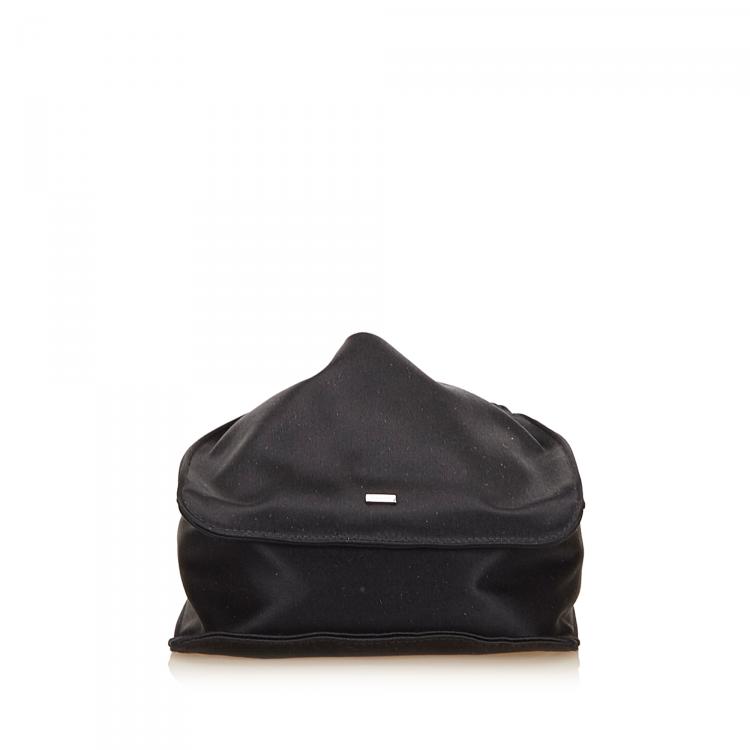 Pre Owned Gucci Black Satin Small Top Handle Bag