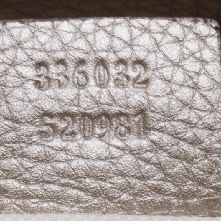 Pre Owned Gucci Metallic Beige Leather Bamboo Top Handle Shopper Tote