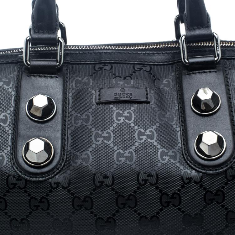 Pre Owned Gucci Black Imprime Canvas Joy Boston Bag