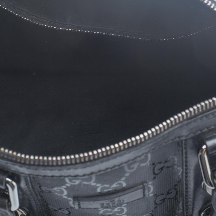 Pre Owned Gucci Black Imprime Canvas Joy Boston Bag